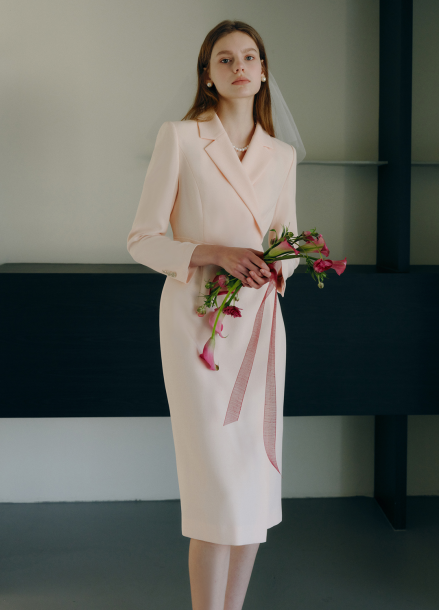 [BRIDE]브로치 카라 장식 원피스