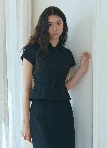 [Exclusive]스탠카라 벨티드 페플럼 자켓