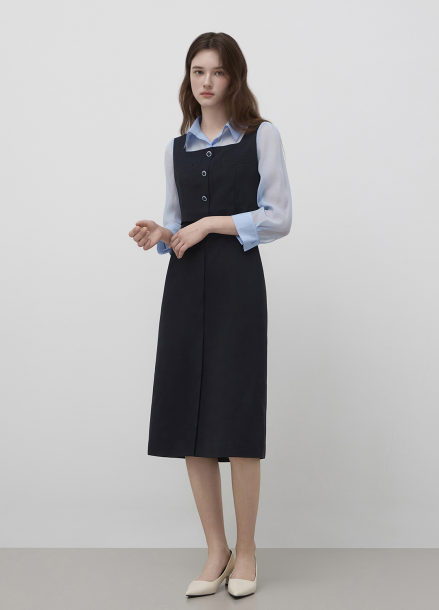 레이어 셔츠 원피스