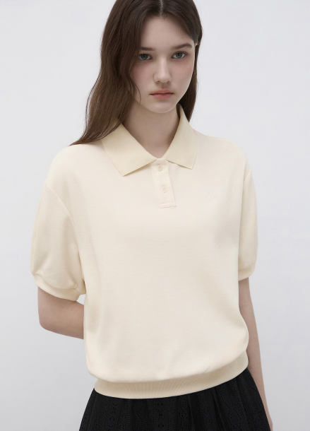 [Exclusive]볼륨 슬리브 카라 티셔츠
