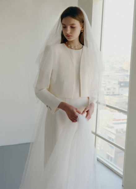 [BRIDE]노카라 싱글 크롭 자켓