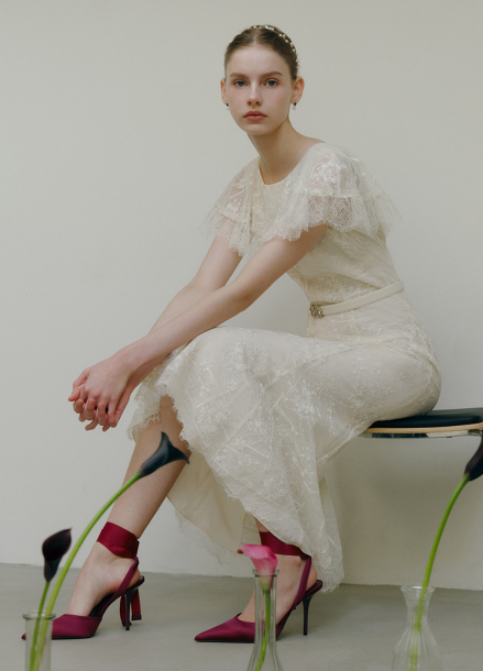[BRIDE]레이스 비즈 케이프 원피스