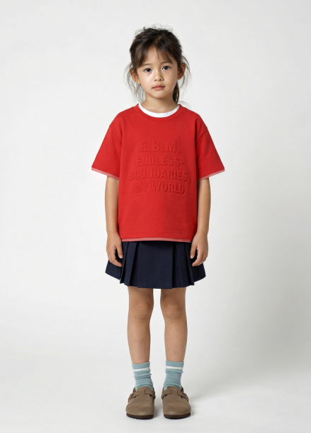 [KIDS] 엠보 레터 디테일 티셔츠