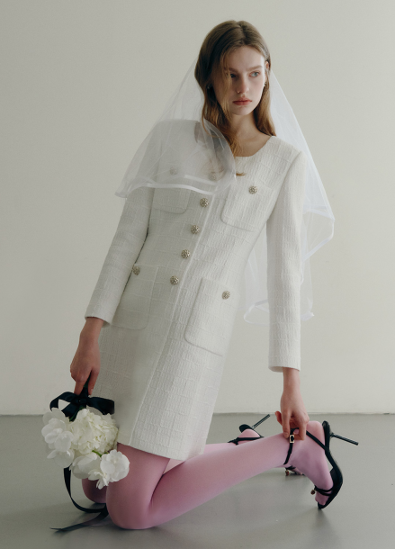 [BRIDE]스카프넥 트위드 원피스