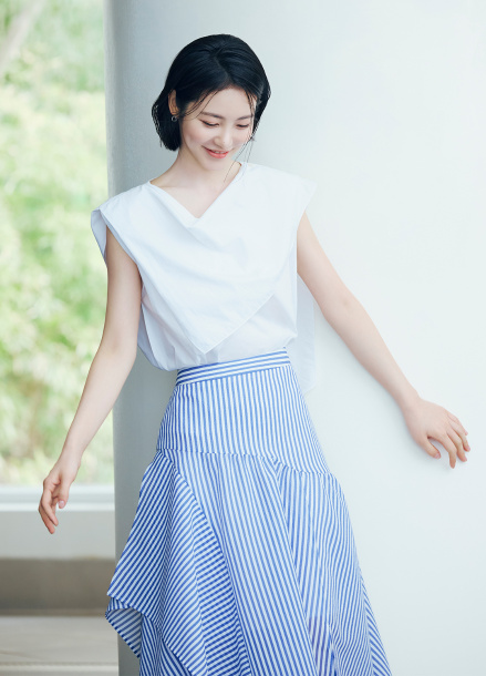 스카프 패널 블라우스