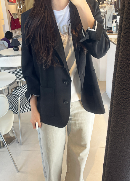 오버핏 싱글 테일러드 자켓