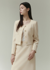 [시즌오프]스퀘어넥 크랍 트위드 자켓_LIGHT BEIGE_6