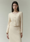 [시즌오프]스퀘어넥 크랍 트위드 자켓_LIGHT BEIGE_7