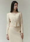 [시즌오프]스퀘어넥 크랍 트위드 자켓_LIGHT BEIGE_8