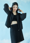 [시즌오프]텍스쳐 블록 트위드 미니 스커트_BLACK_6