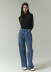 [잇미샤몰단독]턱 와이드 데님 팬츠_BLUE_6