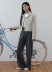 [Exclusive]오픈카라 페이크레더 자켓_BEIGE_5