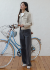 [Exclusive]오픈카라 페이크레더 자켓_BEIGE_6