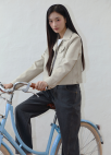 [Exclusive]오픈카라 페이크레더 자켓_BEIGE_7