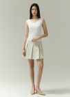 [시즌오프]배색 플리츠 트위드 스커트_LIGHT BEIGE_8