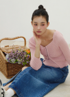 [Exclusive]슬릿포인트 데님 스커트_BLUE_8