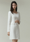 [시즌오프]버튼 포인트 트위드 원피스_WHITE_5