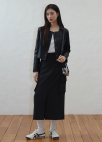 [Exclusive]카고 슬림 스커트_BLACK_8