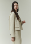 [시즌오프]백 레터링 포인트 트위드 크롭자켓_BEIGE_12