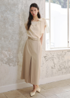 [Exclusive]H라인 벨티드 스커트_BEIGE_5