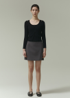 [Exclusive]비대칭 미니랩 스커트_DARK GREY_10