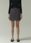 [Exclusive]비대칭 미니랩 스커트_DARK GREY_12