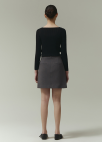 [Exclusive]비대칭 미니랩 스커트_DARK GREY_13
