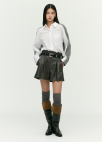 [EXCLUSIVE]페이크 레더 숏 팬츠_COCOA_5