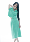 [시즌오프]백 라운드 햄라인 트위드 스커트_GREEN_5
