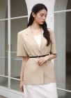 [Exclusive]벨티드 하프 슬리브 자켓_BEIGE_5