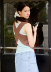 [시즌오프]레이어드 컬러 블록 니트탑_BROWN_5
