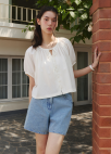 [Exclusive]자수 데님 숏팬츠_BLUE_7