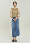 [Exclusive]H라인 데님 롱 스커트_BLUE_5