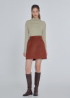 볼륨 미니 스커트_BROWN_5