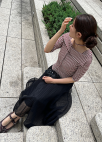 오프숄더 타이 티셔츠_RED_8