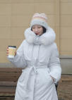 폭스 후드 트리밍 구스다운 롱 패딩_LIGHT GREY_13