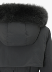 벨티드 폭스 퍼 후드 롱 구스다운_DARK GREY_14