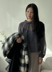 블랙 체크 프린지 머플러_BLACK_9