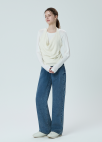 텍스처 블록 레이어드 홀터넥 티셔츠_CREAM_6
