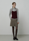 센터 플리츠 미니 스커트_DARK BEIGE_9