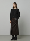 H라인 레더 스커트_BROWN_6