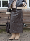 H라인 레더 스커트_BROWN_14
