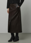 H라인 레더 스커트_BROWN_7