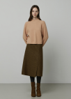 체크 슬릿 울 스커트_KHAKI_7
