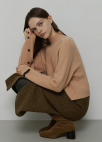체크 슬릿 울 스커트_KHAKI_6
