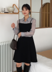 텍스처 블록 뷔스티에 원피스_BLACK_14