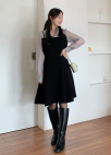 텍스처 블록 뷔스티에 원피스_BLACK_12