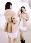 페이크 레더 싱글 벨티드 자켓_BEIGE_8