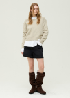 [시즌오프]텍스처 크루넥 니트 풀오버_LIGHT KHAKI_11