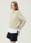 [시즌오프]텍스처 크루넥 니트 풀오버_LIGHT KHAKI_7